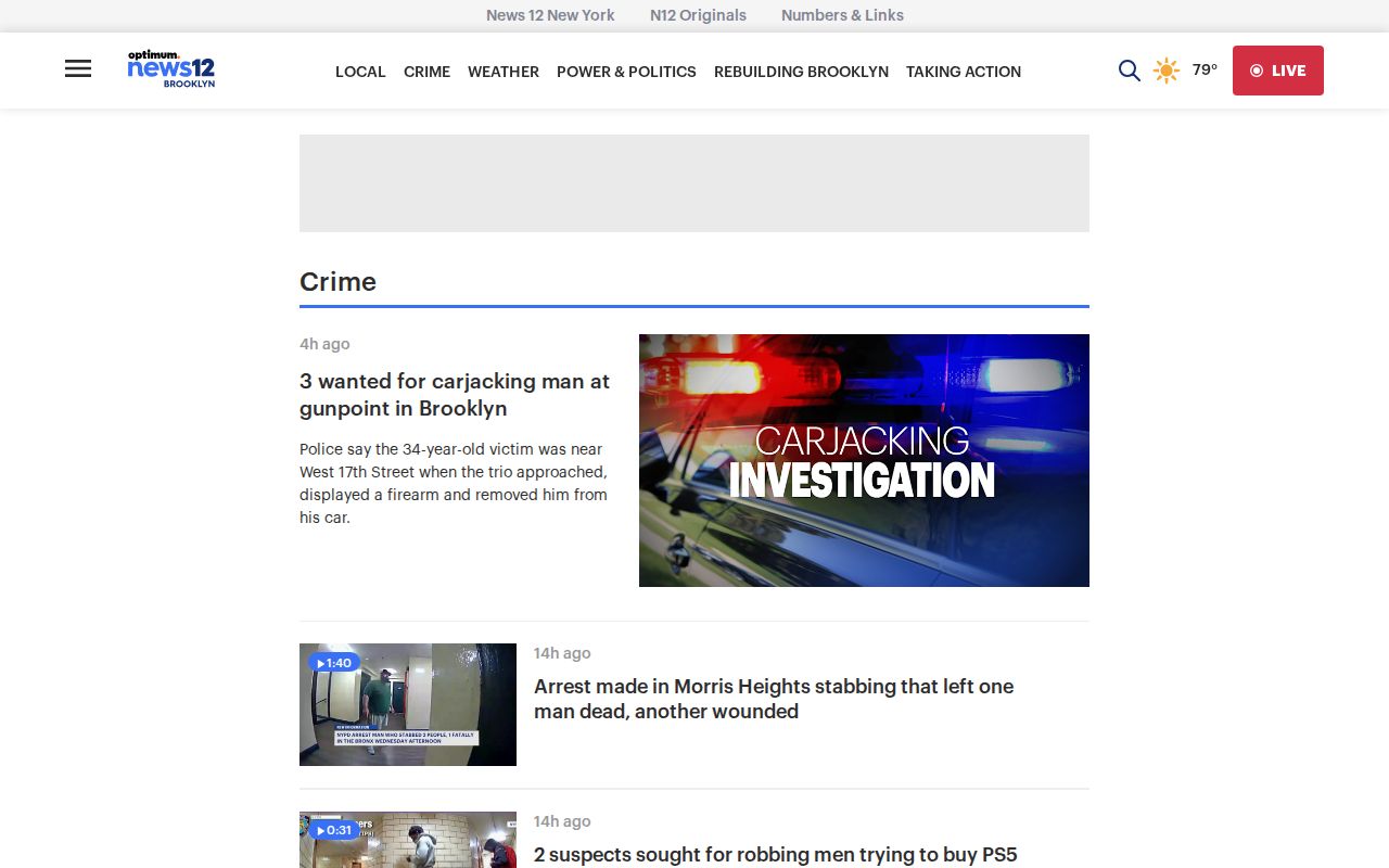 Kings County crime reporting on the News 12 Brooklyn crime page