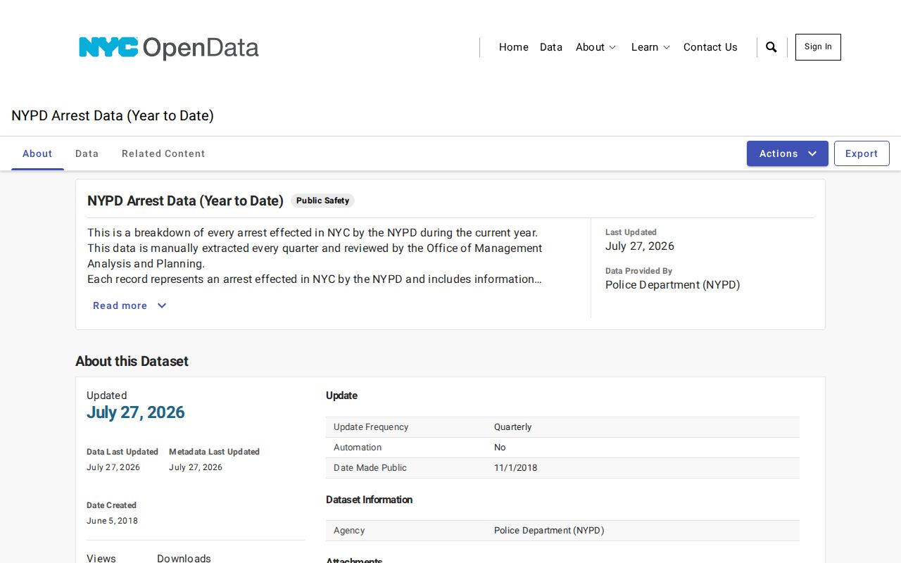 Kings County NYPD arrest data interface for Brooklyn arrest records